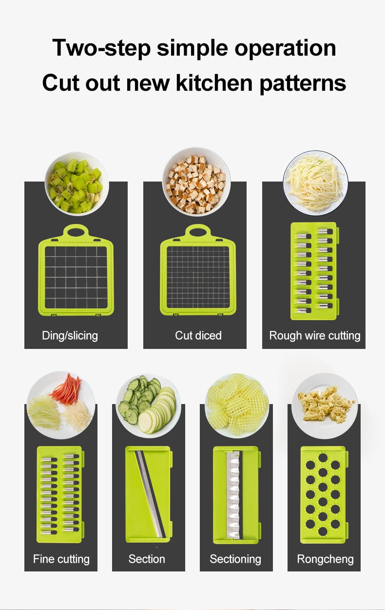 12 in 1 Multifunctional Vegetable Slicer Cutter Shredders Slicer With Basket Fruit Potato Chopper Carrot Grater